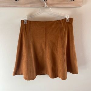 LOFT Suede Flared Chestnut Brown Skirt. Size 2.